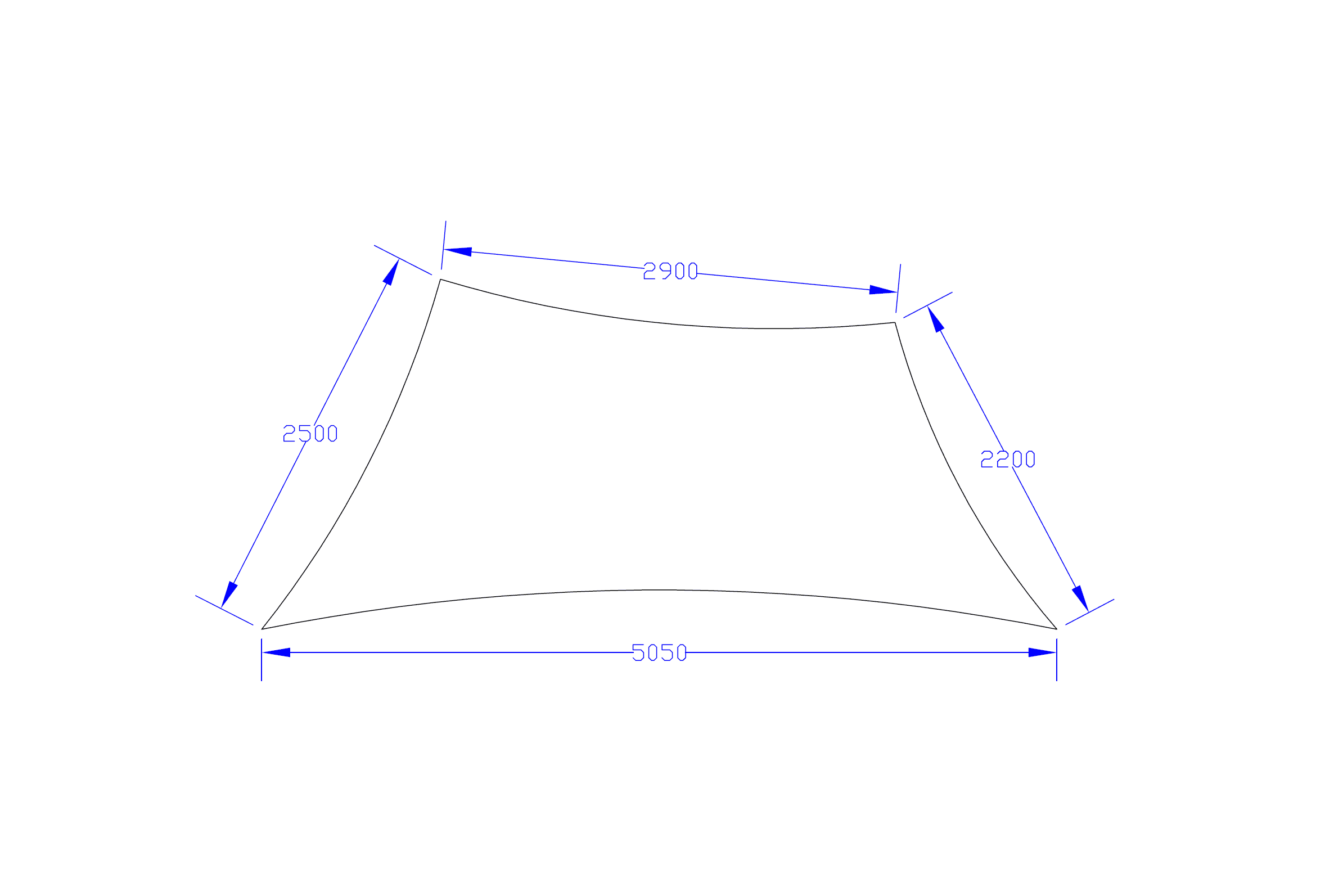 Shade Sail 4-point - Comshade Fabric - Navy - 2.9m x 2.2m x 5.05m x 2.5m