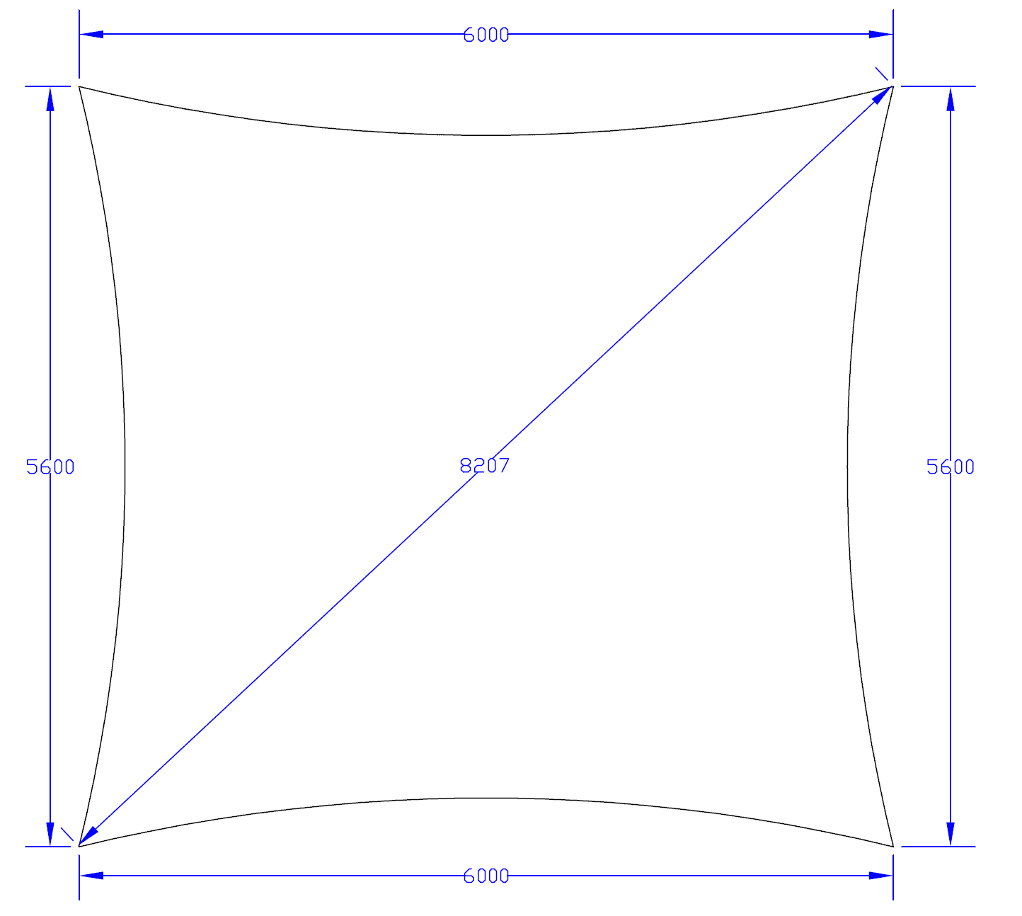 Shade Sail 6m x 5.6m - Comshade: Platinum