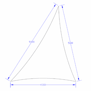 Shade Sail 3-point - Charcoal - 5.9m x 5.1m x 4.3m